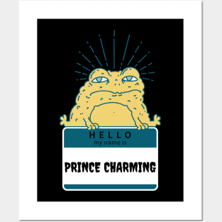 Prince Charming Frog "Hello My Name" Is Tan/Turquoise Posters and Art